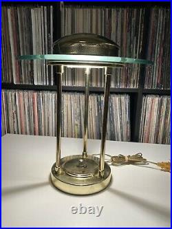 Mid Century Modern ATOMIC Gold Tone Kovacs Sonneman Style Saturn Lamp UFO Saucer