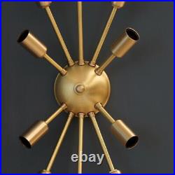 Mid Century Modern Antique Finish Brass Atomic Sputnik Chandelier 10 Arms