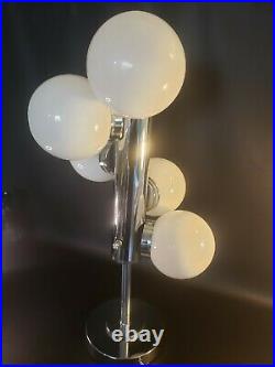 Mid Century Modern Atomic 5 globe light sputnik Table Lamp Chrome Rare MCM