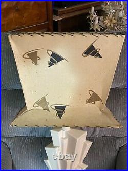 Mid Century Modern Atomic Age Cowhide Shade 1950's Signed Table Lamp Works