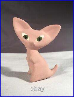 Mid Century Modern Atomic Freeman McFarlin PINK Cat Figurine 1950's Pottery RARE