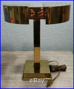 Mid Century Modern Atomic Rare Rotating Double Brass Desk Touch Lamp Light