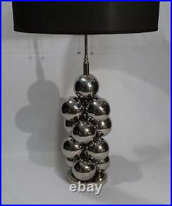 Mid Century Modern Chrome Ball Cluster Atomic Table Lamp Kovacs Style