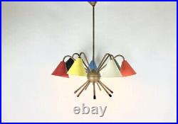 Mid-Century Modern Italian Atomic 7-Light Chandelier & Wall Lamp Stilnovo Style