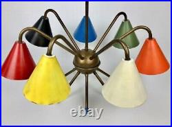 Mid-Century Modern Italian Atomic 7-Light Chandelier & Wall Lamp Stilnovo Style