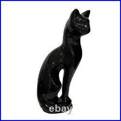 Mid Century Modern MCM Black Atomic Cubist Ceramic Cat Figurine Vintage Retro