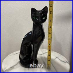 Mid Century Modern MCM Black Atomic Cubist Ceramic Cat Figurine Vintage Retro