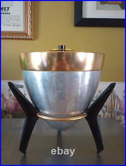 Mid-Century Modern Mirro Aluminum Copper Atomic Era Bullet Ice Bucket MCM