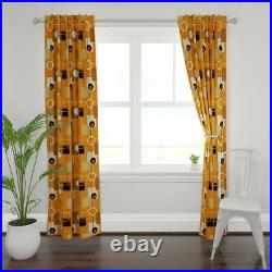 Mid Century Modern Orange Atomic Vintage 50 Wide Curtain Panel by Roostery