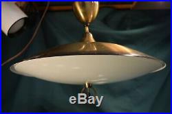 Mid Century Modern Pull-Down Atomic Saucer Ceiling Light with Original Shade 16