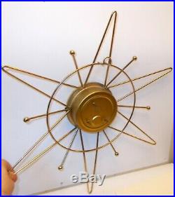 Mid Century Modern SUNBURST WALL CLOCK Atomic Sputnik Starburst Germany 8 Day