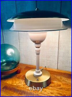 Mid Century Modern Saucer Desk Table Lamp Atomic Age Double Shade Industrial