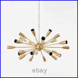 Mid Century Modern Sputnik Atomic Chandelier Starburst Black Finish 24 Arm Light