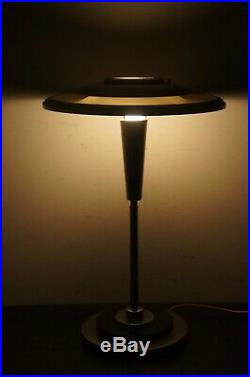Mid Century Modern Stainless Atomic Saucer Desk Lamp UFO Saturn Art Deco Retro