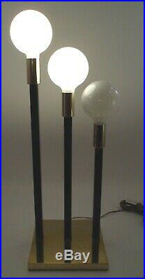 Mid Century Modern Table Lamp 1970s 31 Retro Atomic Brass & Black 3 Light Orb