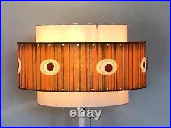 Mid Century Modern Vintage Style 3 Tier Fiberglass Lamp Shade Orange Atomic 881