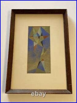 Mid Century Painting Abstract Listed Cubism Famous Atomic 1950 Saunders Schultz