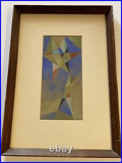 Mid Century Painting Abstract Listed Cubism Famous Atomic 1950 Saunders Schultz