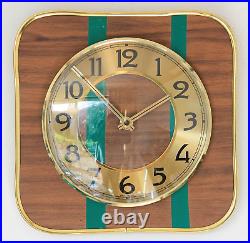Mid Century Style Wall Clock NEW 24Cm Wooden French Atomic Formica Upcycled G