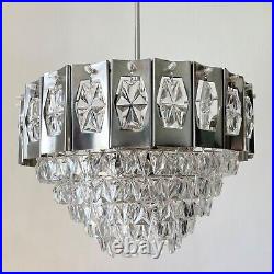 Mid-century Kinkeldey Chrome Chandeler Pendant Vintage Atomic Space age