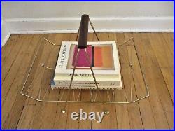 Mid-century Modern Atomic Gold Wire LIFE / LOOK Magazine Book Rack Caddy Nice