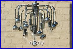 Mid century Retro Sputnik atomic chrome metal sciolari chandelier 1970 9 lights