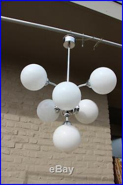 Mid century Retro sputnik 7 opaline glass globes balls atomic chandelier pendant