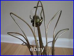 Mid century modern TABLE LAMP PAIR set STARBURST Sputnik wire 1950's gold ATOMIC