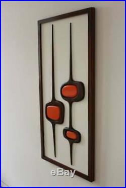 Mid century modern wall decor Carved wood wall art 1970s atomic design