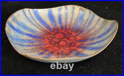 Mirrle Squires Enamel Copper Plate Volcano Atomic Fireworks Red Blue Mid Century