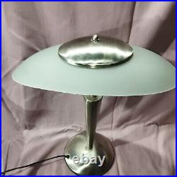 Mushroom Desk Table Lamp Glass Chrome Art Deco Vintage Mid Century Atomic Style