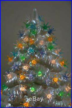 Original Mid Century Modern White Ceramic Christmas Tree Sputnik Atomic Lights
