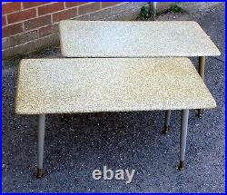 Pair 1950s glitter atomic vintage midcentury coffee side occasional tables retro