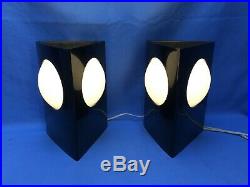 Pair Mid Century Acrylic Atomic Space Age Modern Bubble Lamps Sconce Light