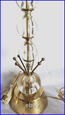 Pair Mid-Century Modern MCM 4 Globe Glass & Metal Sputnik Atomic Estate Lamps