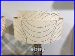 Pair of Mid Century Vintage Style 2 Tier Fiberglass Lamp Shades Atomic Ivory/SLV