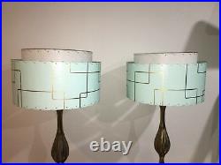 Pair of Mid Century Vintage Style 2 Tier Fiberglass Lamp Shades Atomic SF