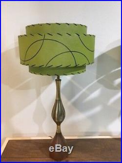 Pair of Mid Century Vintage Style 3 Tier Fiberglass Lamp Shades Atomic Green