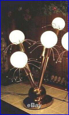 RARE ATOMIC MID CENTURY 4 Globe BAR LIGHT SPUTNIK METROPOLIS TABLE / BAR LAMP