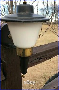 RARE VIRDEN Mid Century Atomic Flying Saucer Porch Light Fixture / Exterior Lamp