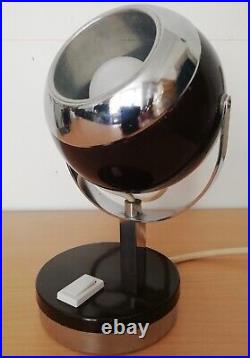 RARE Vintage Mid-Century Eyeball Space Age Atomic Lamp 60's 70's Dark Burgundy