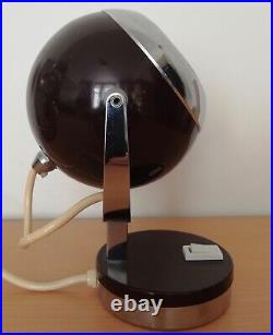 RARE Vintage Mid-Century Eyeball Space Age Atomic Lamp 60's 70's Dark Burgundy