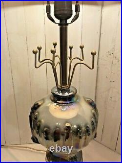 Rare Mid Century Modern Atomic Starburst Table Lamp Opalescent Glass mutil