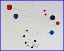 Red, Black and Blue Mobile Mid-century Modern Sculpture Retro Atomic Hanging Art