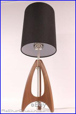 Retro Grain Table Lamp Danish Modern Atomic Mid-Century Walnut / Black