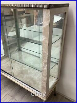 Retro Vintage Mirrored Formica Display Cabinet With Atomic Legs Mid Century