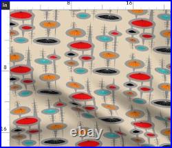Round Tablecloth Space Age Atomic Mid Century Era Inspired Cotton Sateen