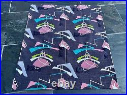 SALE 30s Atomic Miami Beach Pink Turquoise Mid Century Barkcloth Vintage Fabric