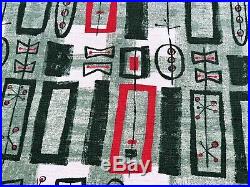 SALE 3-YDS Mid Century Atomic Tiki Barkcloth Vintage Fabric Yardage 30s Celadon