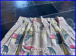 SALE! 50s Mid Century Mod Abstract Atomic Barkcloth Vintage Fabric Drape Curtain